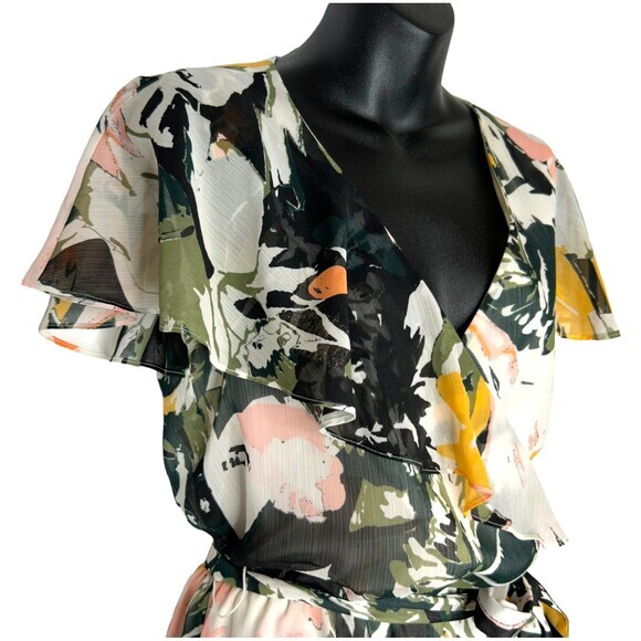 CLUB MONACO Ionita Floral Print‎ Ruffle Romper Womens Size 00 XXS - Picture 3 of 7